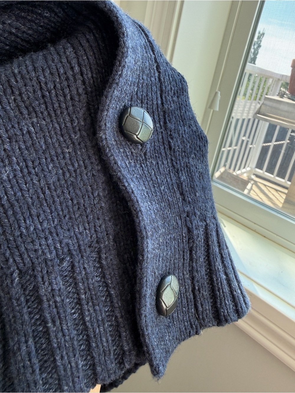 Old Navy Men’s Size L | Navy Shawl Collar Wool-Blend Cardigan Sweater | Fall - Picture 4 of 6